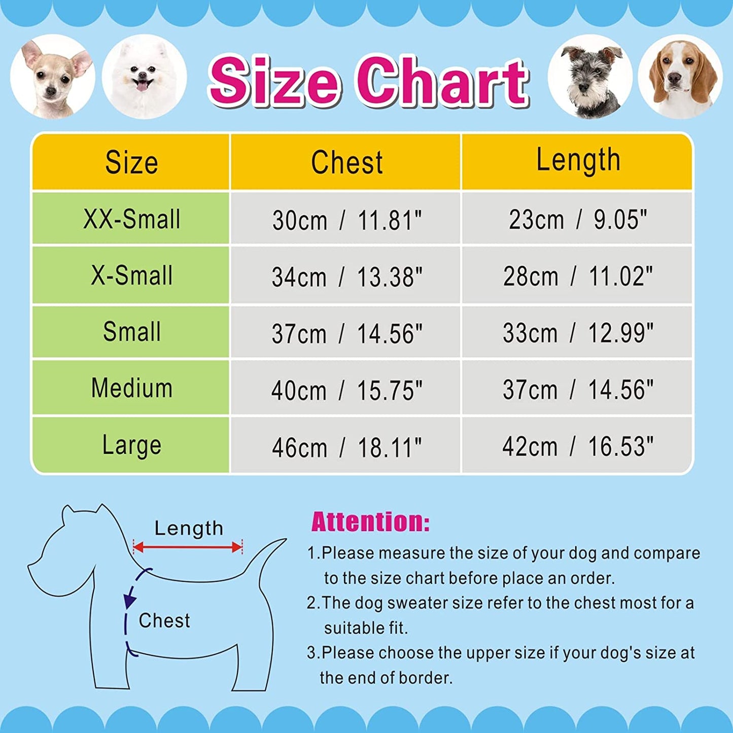 Pet Dog Sweaters Classic Knitwear Turtleneck Winter Warm Puppy Clothing Cut Strawberry and Heart Doggie Sweater (Sky Blue, Medium)