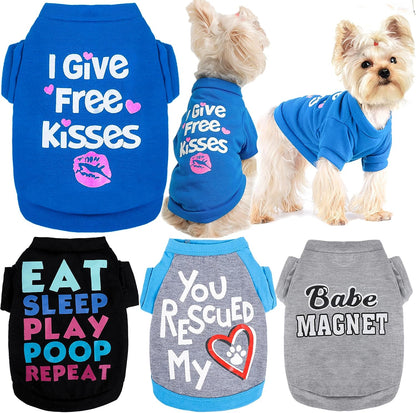 Dog Clothes 4 Pack Puppy Shirts for Small Dog Boy Summer Dog Tshirt Outfits Clothing Funny Apparel Pet Doggie Tee Shirt for Small Dogs Chihuahua Xsmall