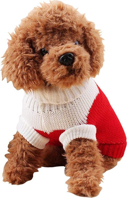 Pet Dog Sweaters Classic Knitwear Turtleneck Winter Warm Puppy Clothing Cute Strawberry and Heart Doggie Sweater (Red2, Medium)