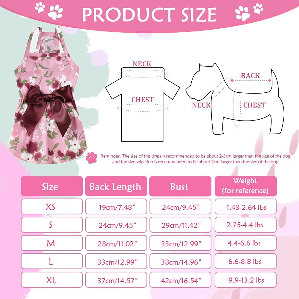 4 Pack Chihuahua Dresses for Girl Dogs Cute Pet Puppy Clothes Outfit Female Dog Dress Soft Pink Cat Clothing Costume Yorkie Dog Princess Tutu Apparel (X-Small)